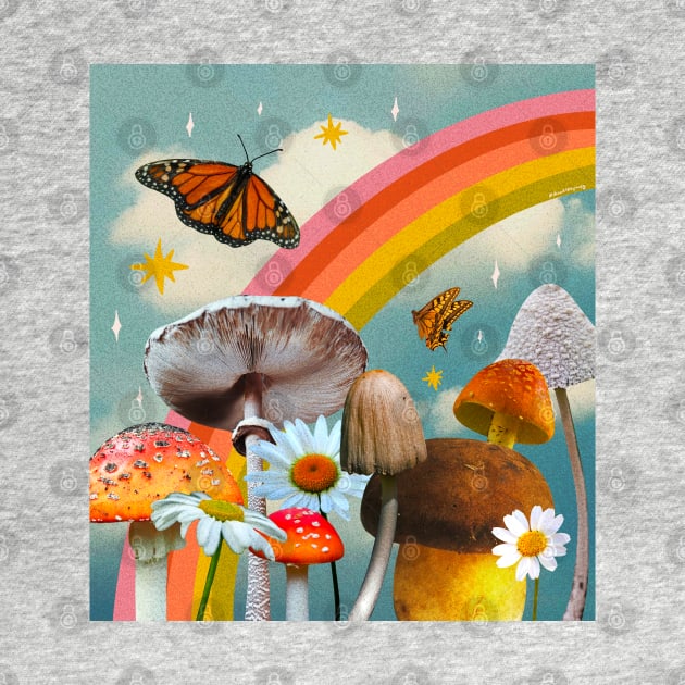 Vintage Mushroom Collage by Doodle by Meg